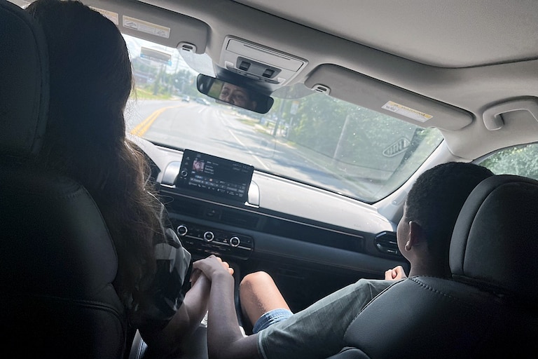 Alem Obssa drives with her 14-year-old son, Ethan, home from Paint Branch High School.