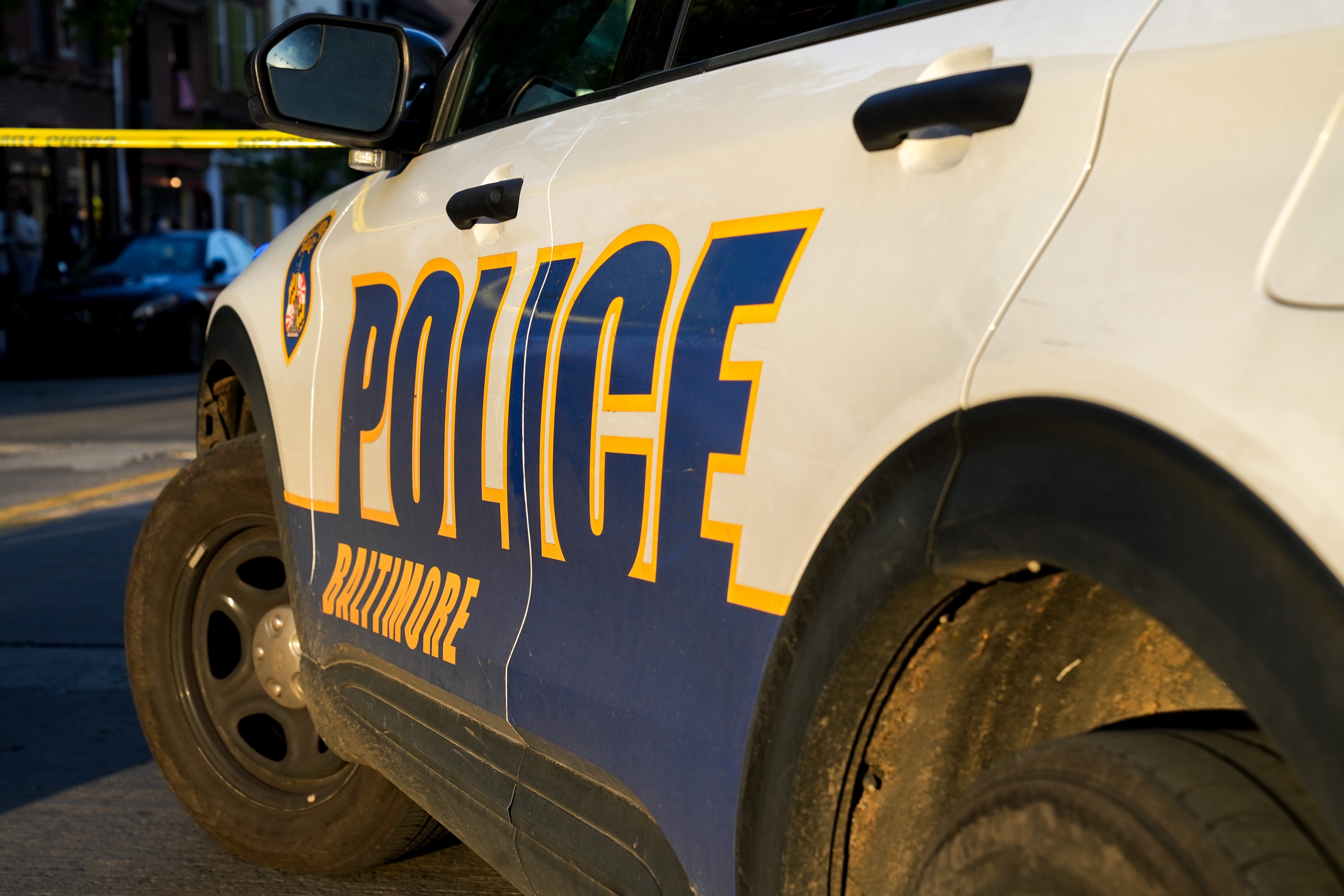 A Baltimore Police vehicle is seen in Fells Point on April 14, 2024.