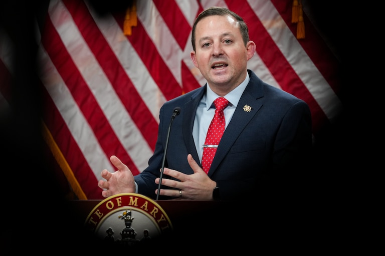 Maryland Senate President Bill Ferguson gives a briefing at the Miller Senate Office in Annapolis on January 10, 2024. The 90-day General Assembly session convenes at noon Wednesday and will adjourn on Monday, April 8.