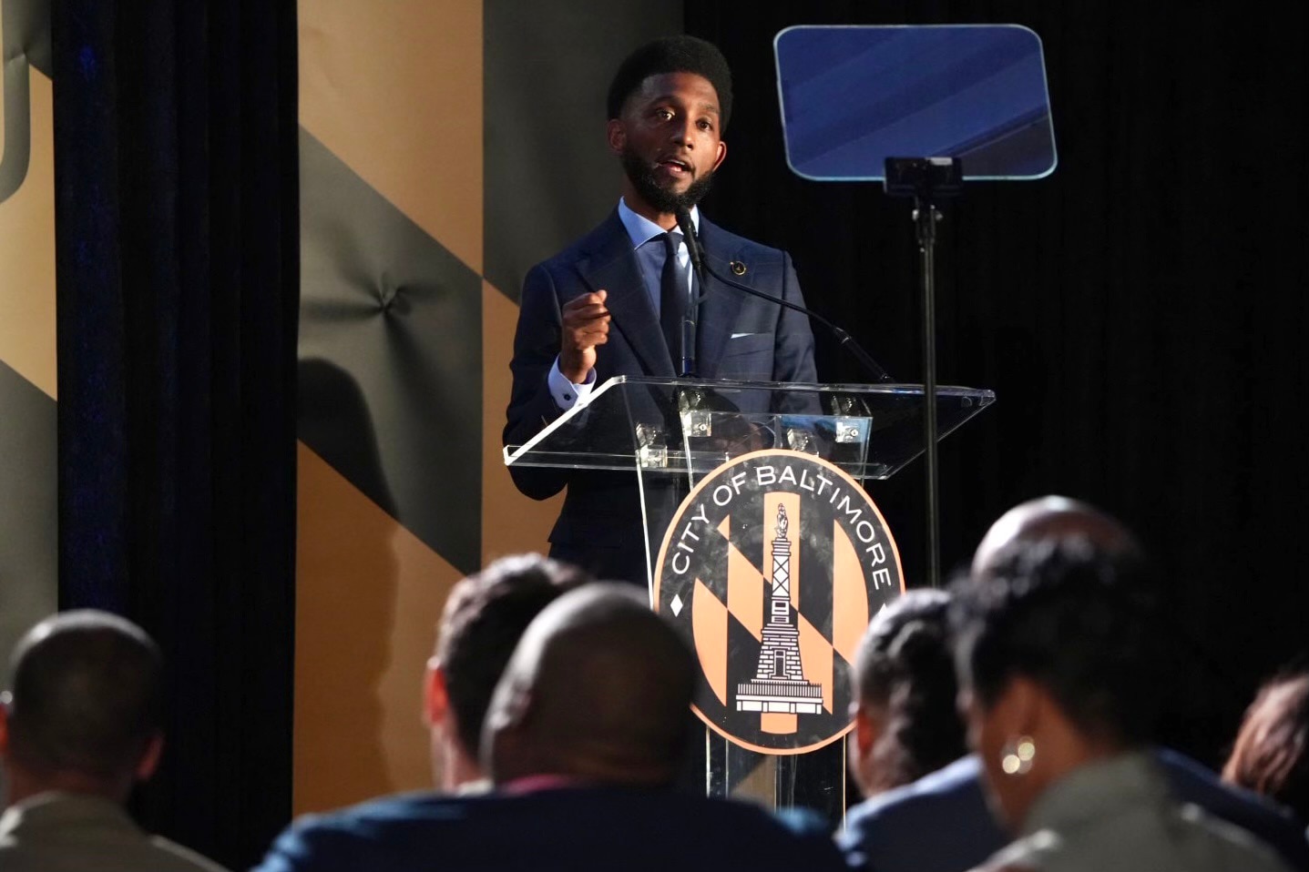 Mayor Brandon Scott during his  State of the City address at the Middle Branch Fitness and Wellness Center on April 17, 2023.