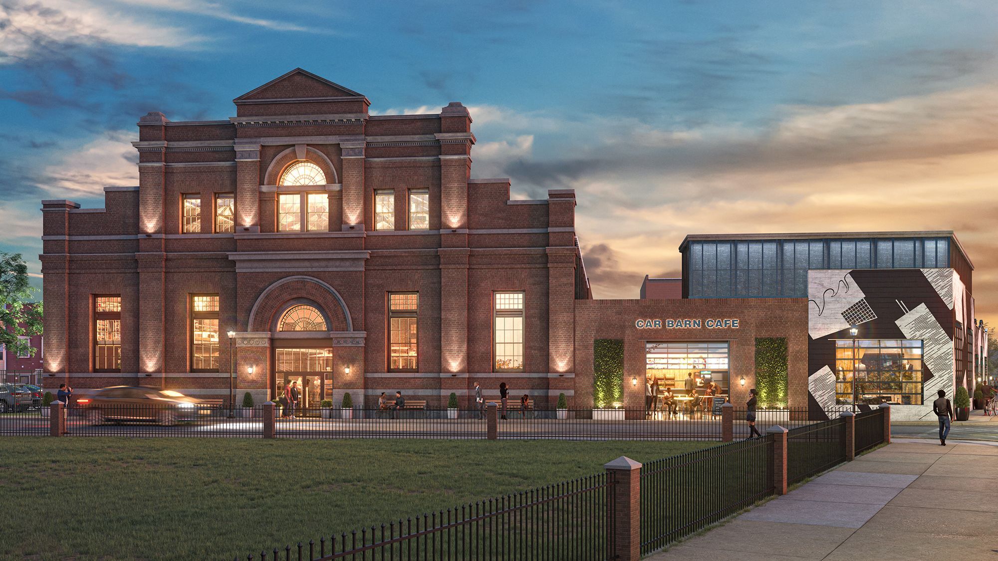 Renderings were released on Tuesday, June 27, 2023, for a proposed $15 million renovation of the 19th-century Car Barn building on Central Avenue.