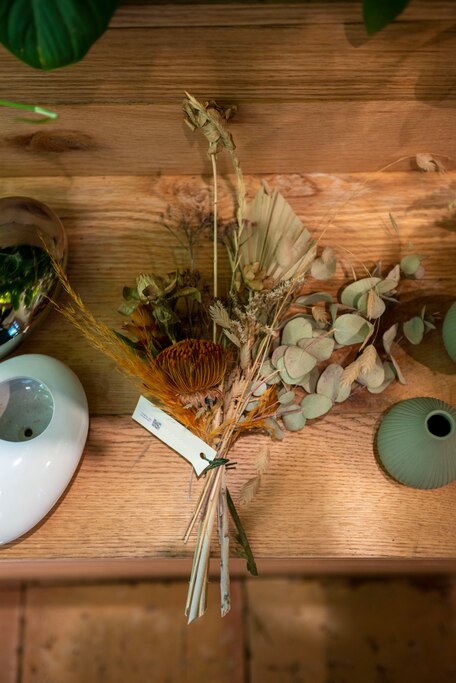 A dried flower bouquet at green neighbor in Hampden.
