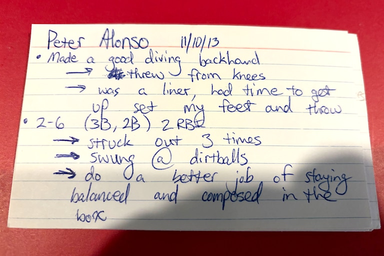 Pete Alonso's self-analysis at Florida helped push him to new heights, and he never gave up the habit.