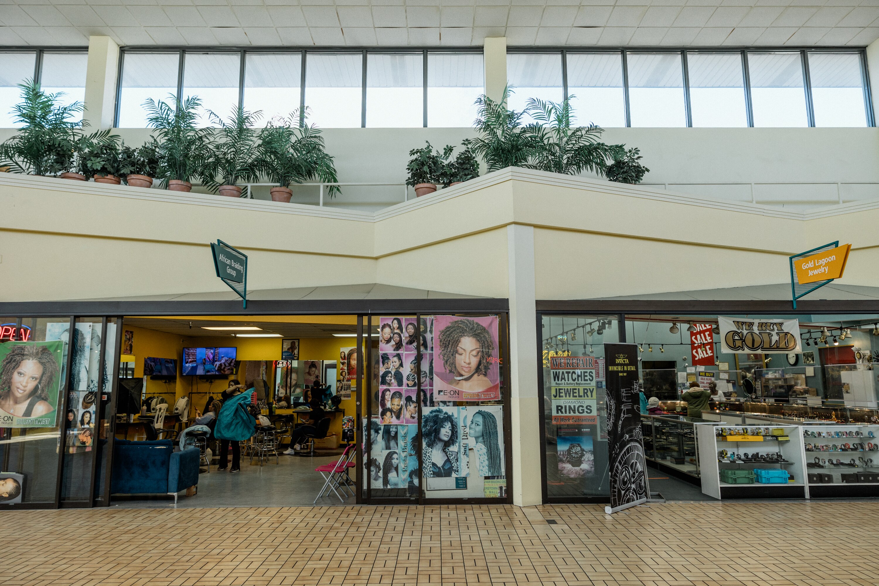 Small businesses at Reisterstown Road Plaza in February.