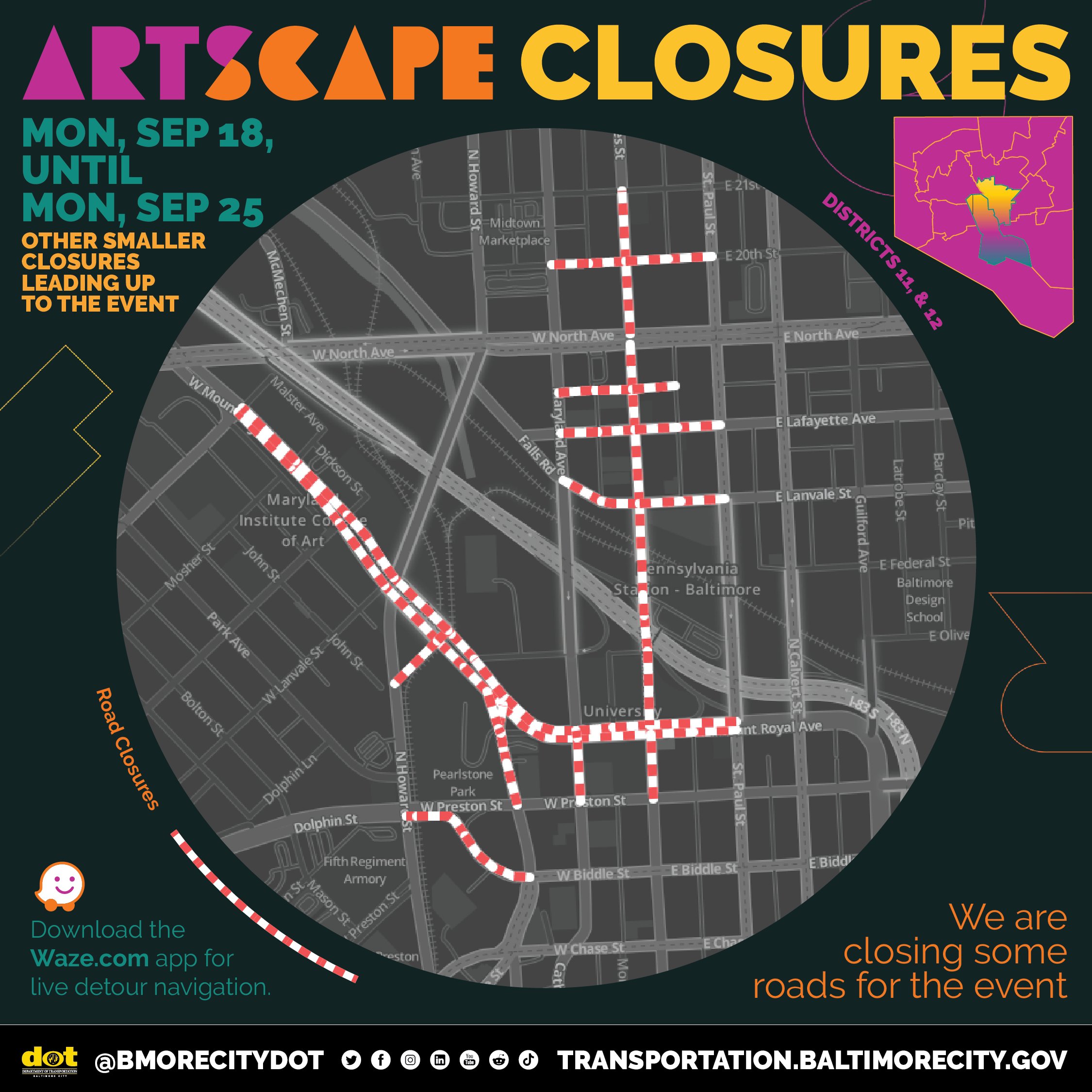Road closures and parking restrictions for Artscape.