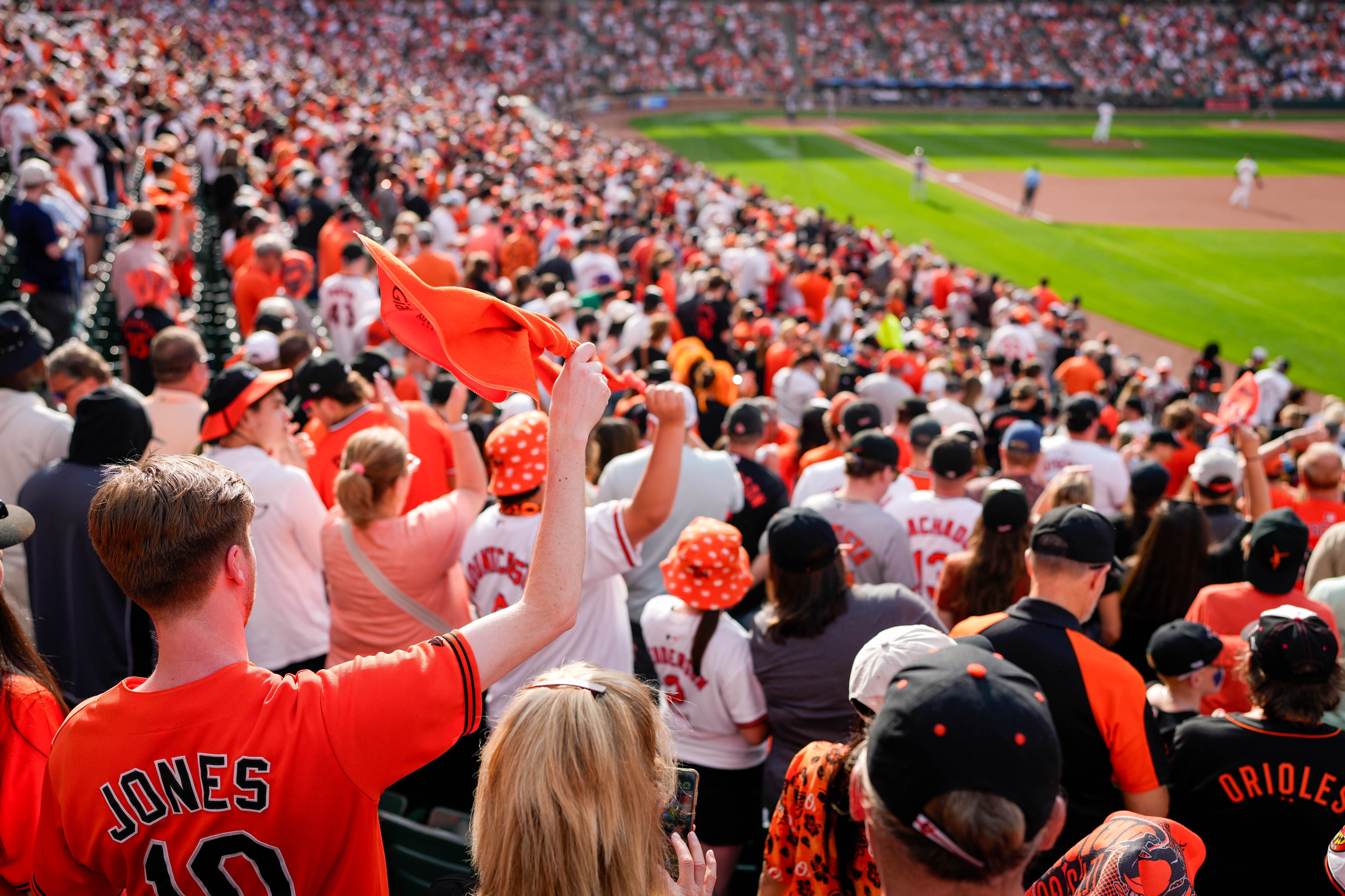 Baltimore Orioles fans at the team’s home opening game against the Boston Red Sox in March.