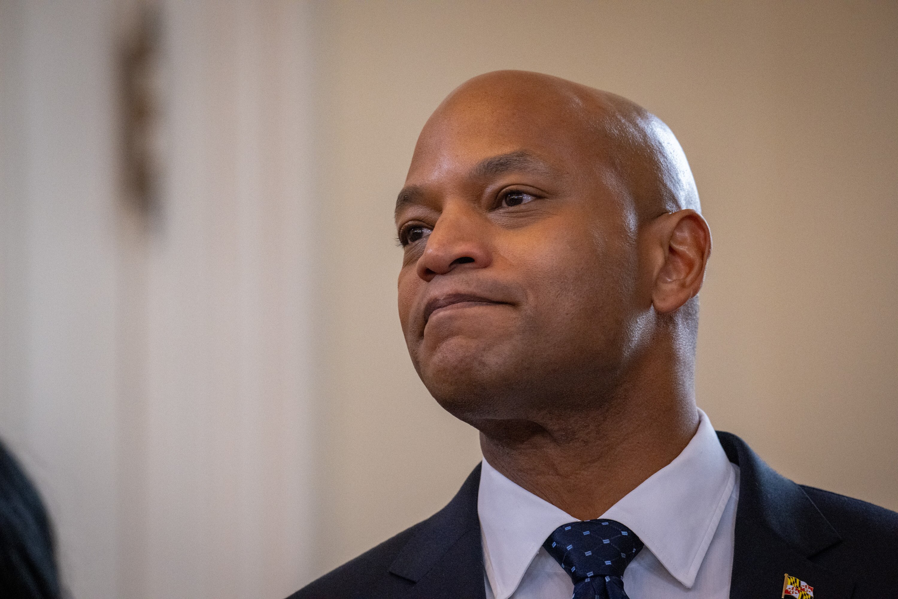 Gov. Wes Moore speaks before the signing of Senate bill 245 and House bill 444 in February, ending Maryland’s 287(g) program which deputized local law enforcement to act as federal immigration agents.