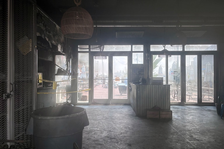 Interior damage to Captain James Crabhouse following a fire on Sunday night.