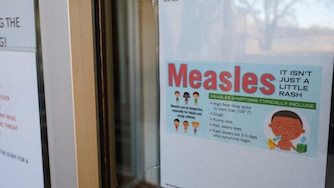 FILE - A sign is seen outside a clinic with the South Plains Public Health District, Feb. 23, 2025, in Brownfield, Texas. (AP Photo/Julio Cortez, File)