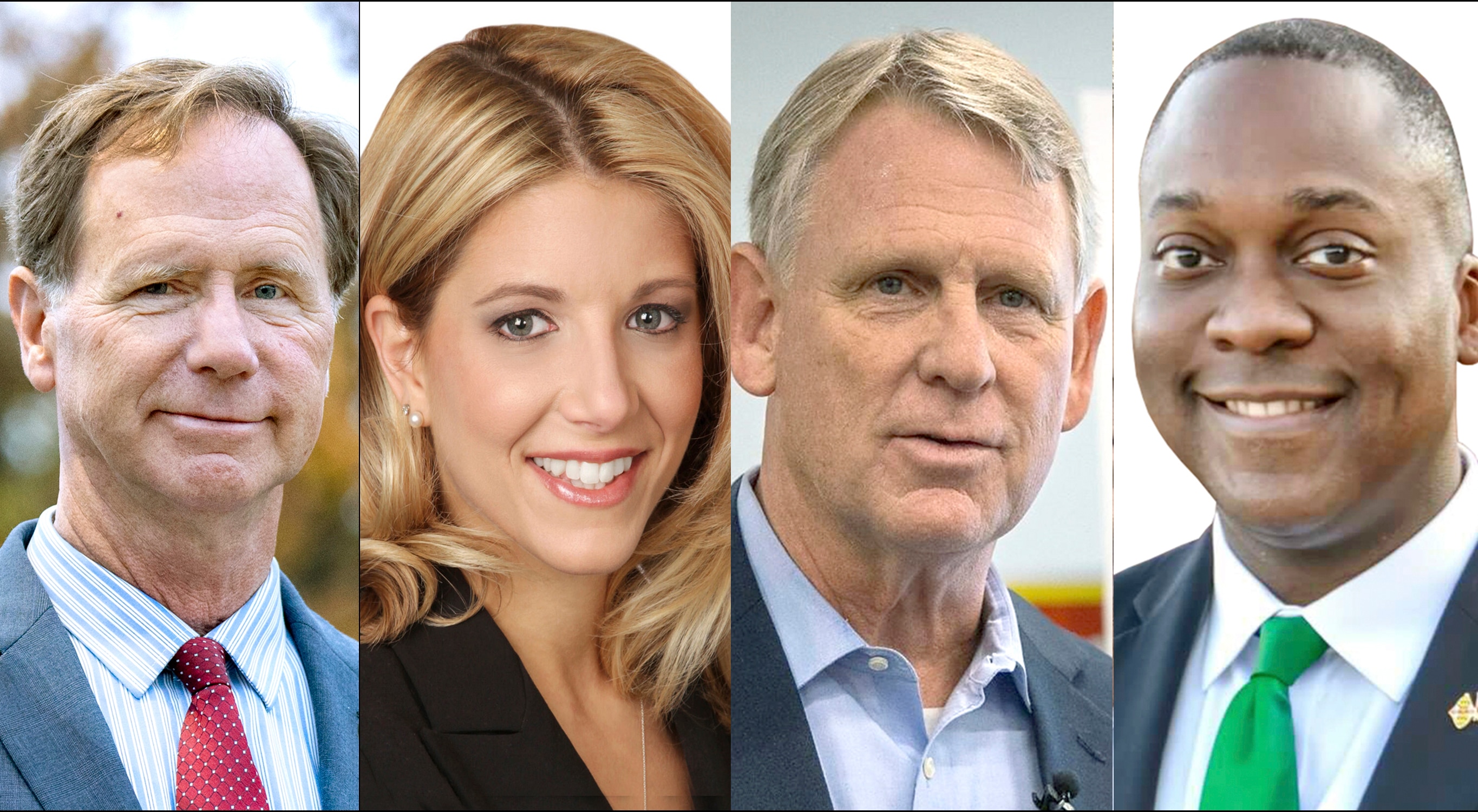 (l to r)  Anne Arundel County Democratic incumbent Steuart Pittman, Anne Arundel County Republican candidate Jessica Haire,  Howard County  Republican candidate Allan Kittleman, and Howard County Democratic incumbent Calvin Ball.