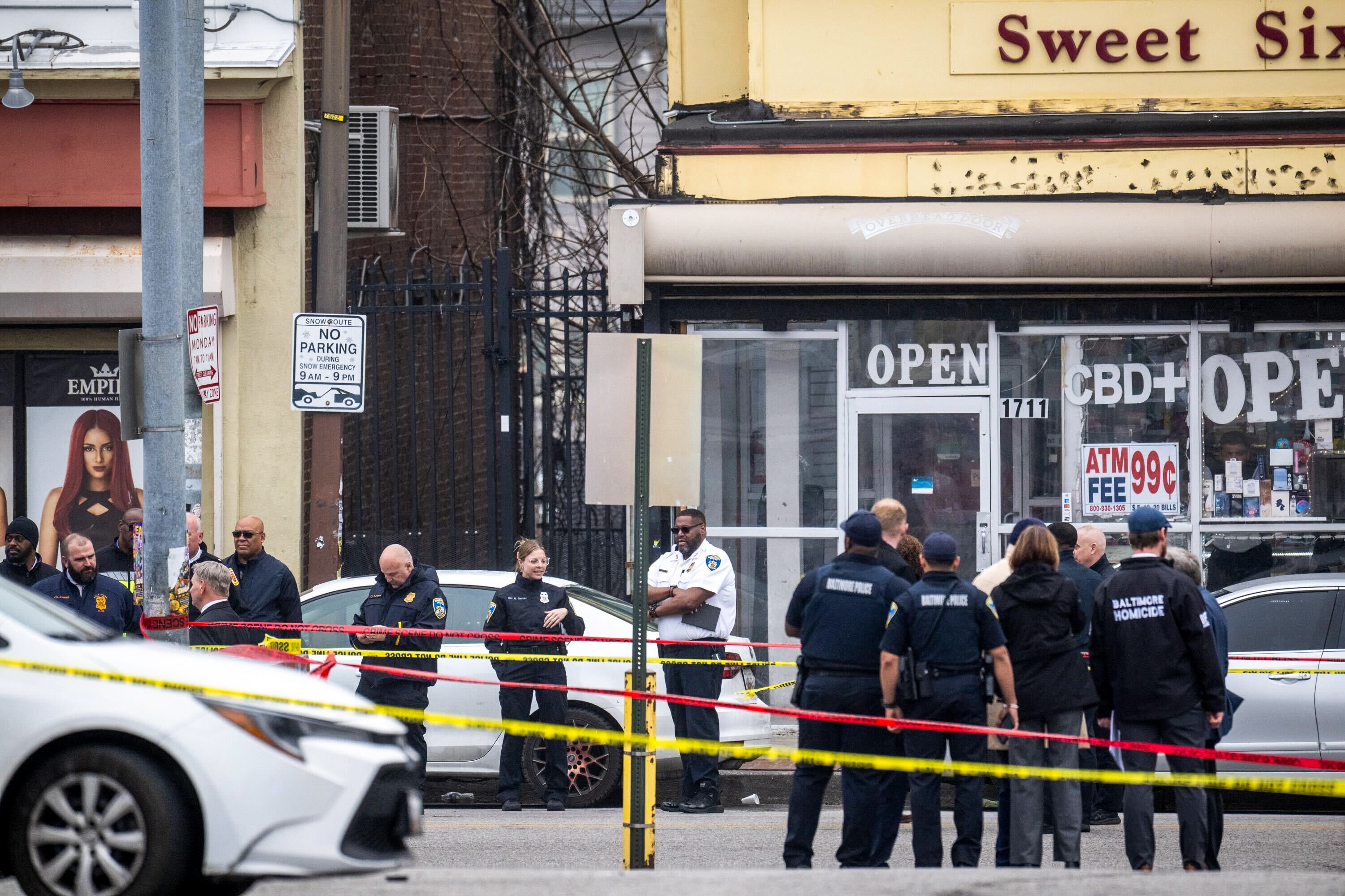 Baltimore PD officers respond to the scene of a police-involved shooting on the 1700 block of Pennsylvania Avenue on Thursday.