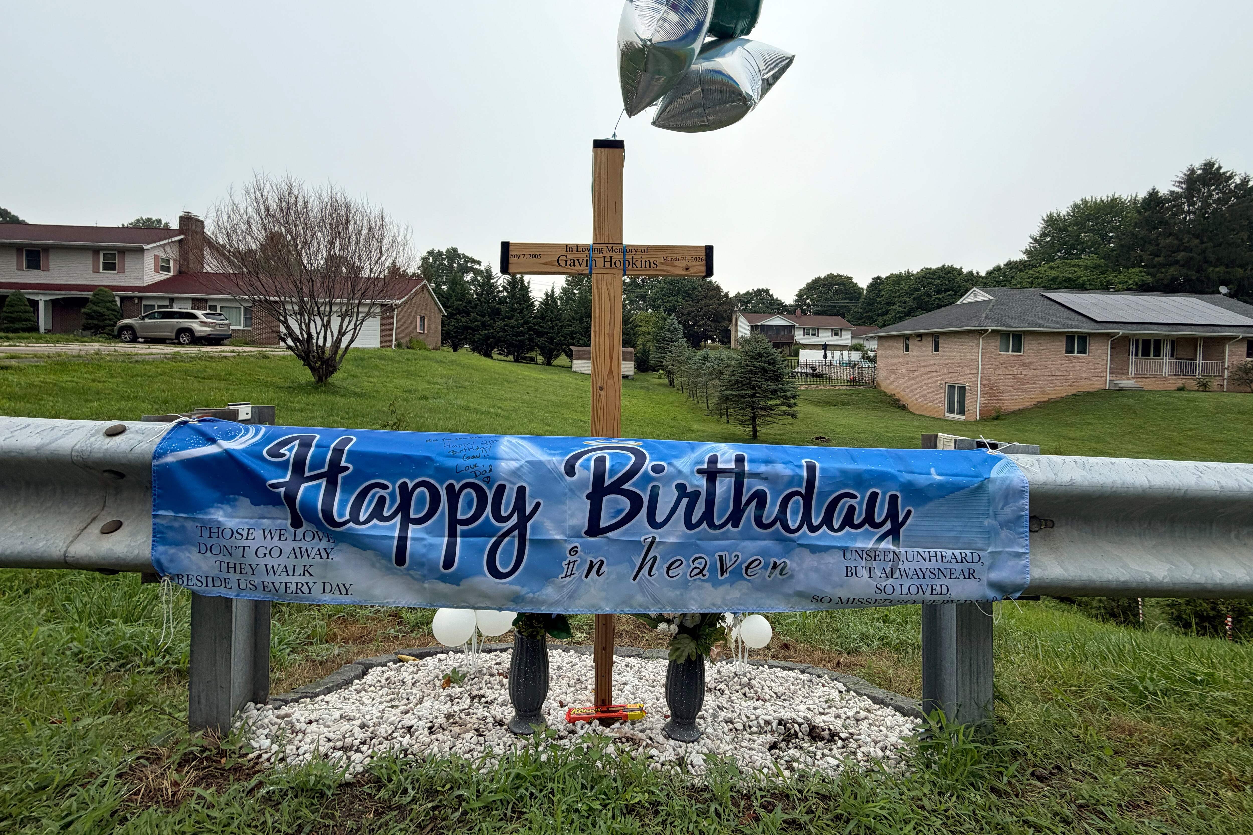 Brad Hopkins put up a cross where his son, Gavin Hopkins, 20, died in a motorcycle crash. The Maryland State Highway Administration has since removed it.