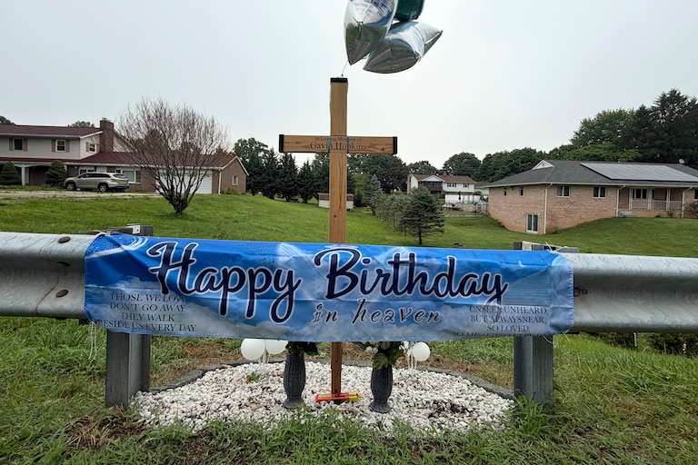 Brad Hopkins put up a cross where his son, Gavin Hopkins, 20, died in a motorcycle crash. The Maryland State Highway Administration has since removed it.