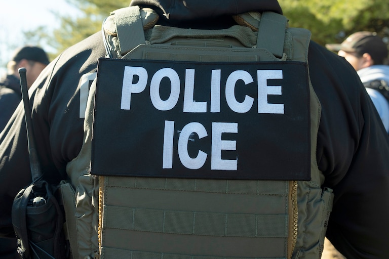 FILE - A U.S. Immigration and Customs Enforcement officer listens during a briefing, Jan. 27, 2025, in Silver Spring, Md.