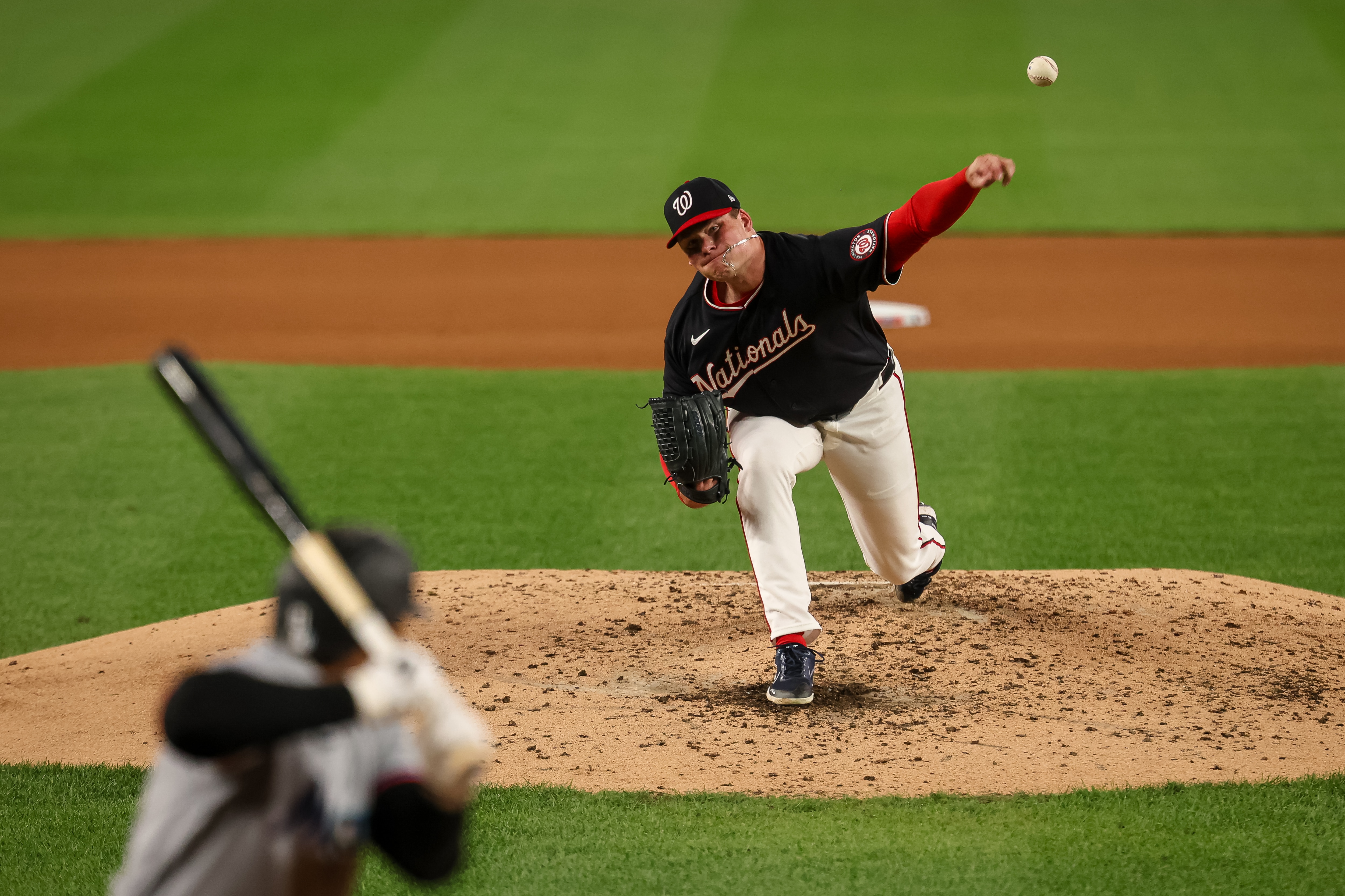 Jackson Kent pitched seven innings, allowing three hits and one run, as the Nationals beat the Marlins 9-2.