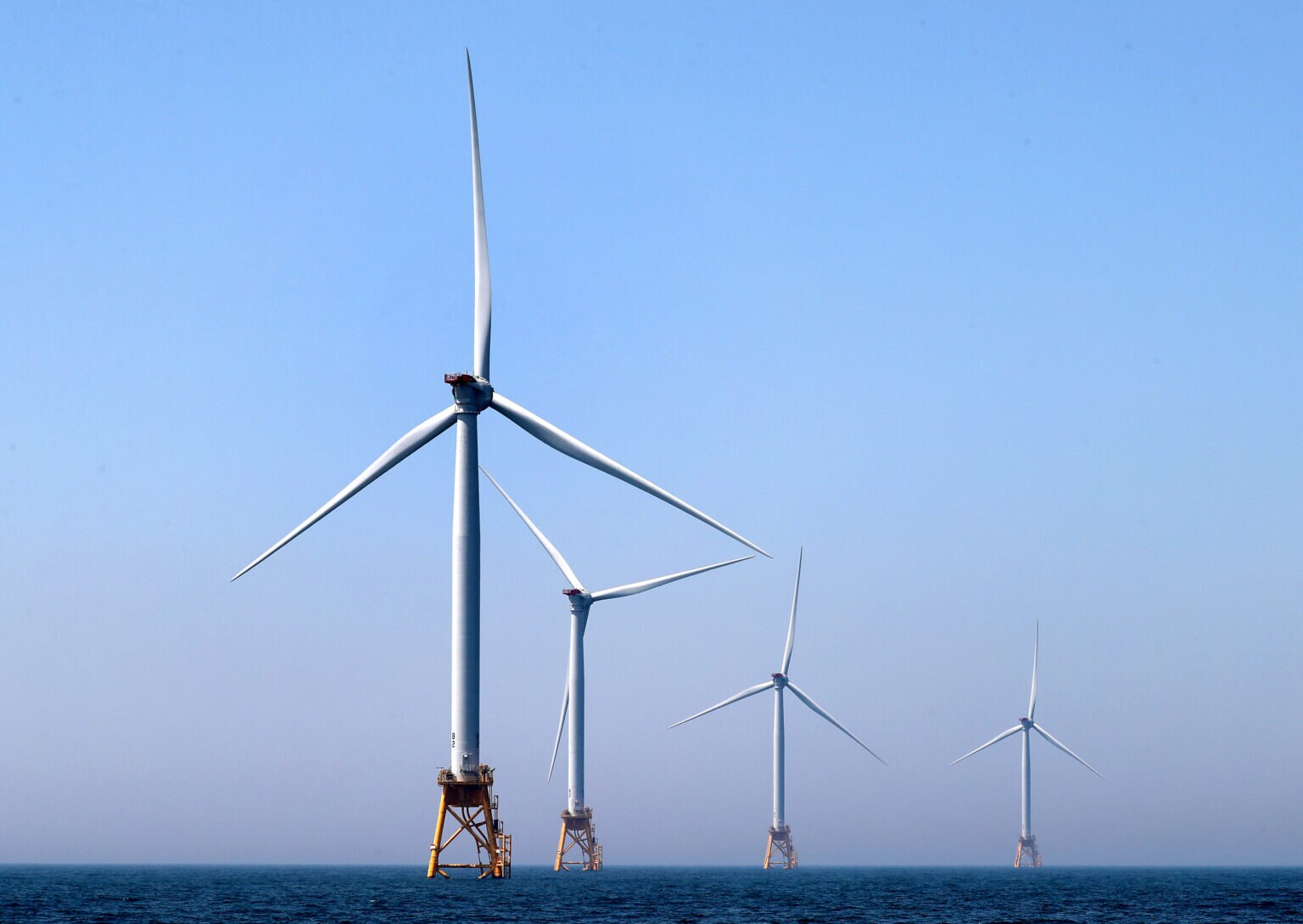 The Block Island Wind Farm off the coast of Block Island, Rhode Island is pictured on Jun. 13, 2017.