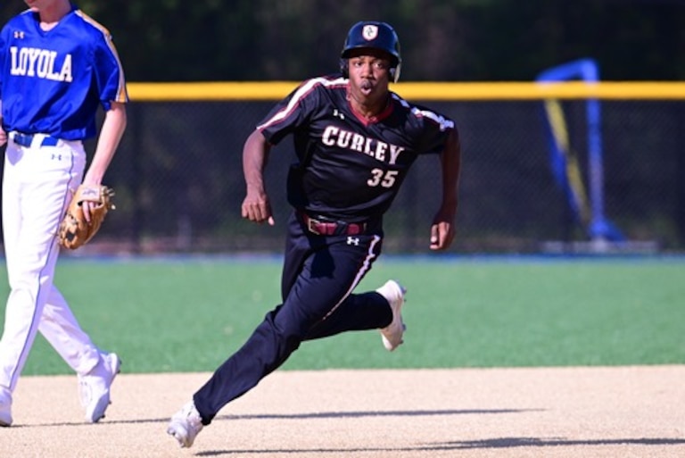 Curley's Danell Mann heads to third base on Harry Middlebrooks' double in the sixth inning Friday.