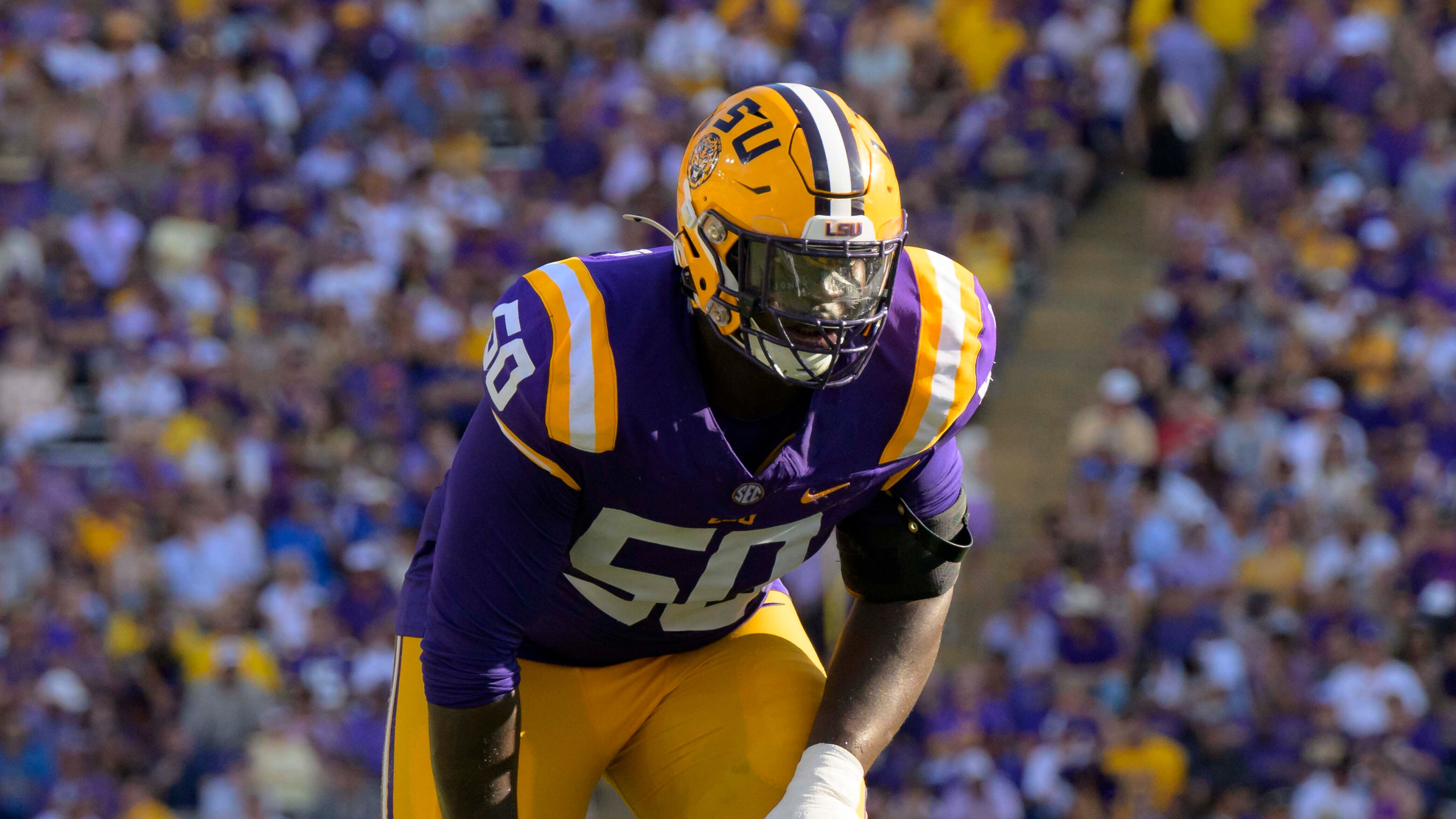 Offensive lineman Emery Jones Jr., a third-round draft pick of the Ravens, missed only game in three seasons at LSU.