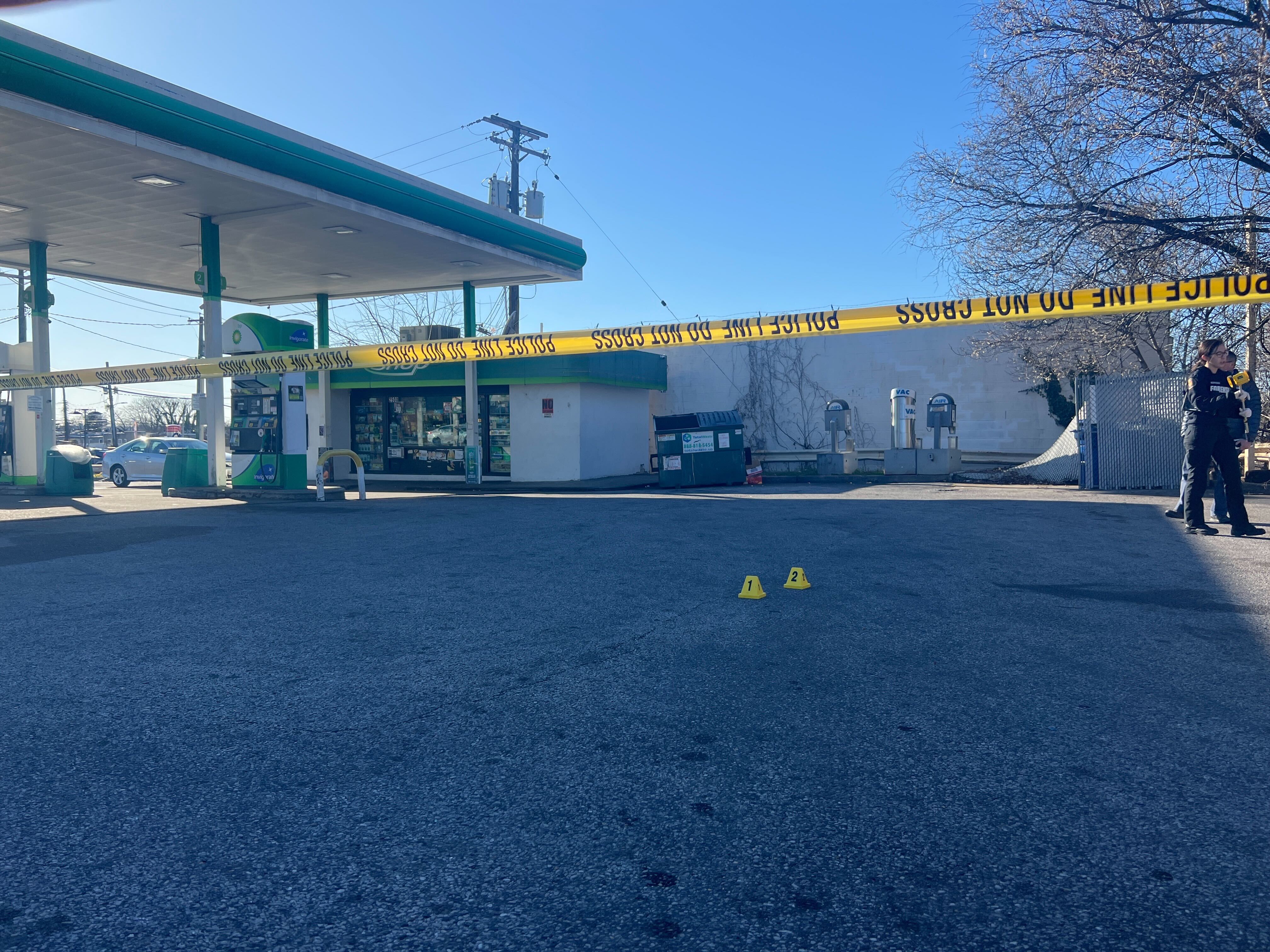 The BP gas station on Harford Road where a 16-year-old student at REACH! Partnership School was grazed by a bullet during a shooting Wednesday afternoon.
