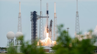 A SpaceX Falcon 9 rocket and Dragon spacecraft carrying NASA's Crew-13 lift off from Space Launch Complex 40 at Cape Canaveral Space Force Station on October 01, 2026 in Cape Canaveral, Florida. SpaceX's Crew Dragon capsule "Grace" will take NASA's Crew-13 crew members Roscosmos cosmonaut Sergey Teteryatnikov, NASA astronauts Jessica Watkins and Luke Delaney, and CSA (Canadian Space Agency) astronaut Joshua Kutryk to the International Space Station (ISS) for approximately six months as part of as part of ISS Expedition 75.