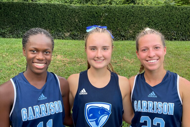 Defender Morgan Qualls, goalie Alyssa Klebasko and forward Ella Kokinis (left to right) are three of the key cogs in No. 3 Garrison Forest’s 5-0 start. After a 4-1 win over No. 10 Bryn Mawr, Wednesday, the Grizzlies will head to the MAX Field Hockey National High School Invitational this weekend to play against some of the other top teams in the country.