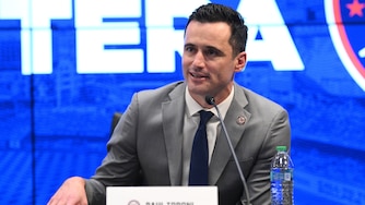 Washington Nationals President of Baseball Operations, Paul Toboni speaks during a baseball press conference Monday, Nov. 17, 2025, in Washington. (AP Photo/Nick Wass)