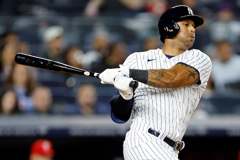Aaron Hicks #31 of the New York Yankees at bat during the eighth inning against the Philadelphia Phillies at Yankee Stadium on April 04, 2023 in the Bronx borough of New York City.