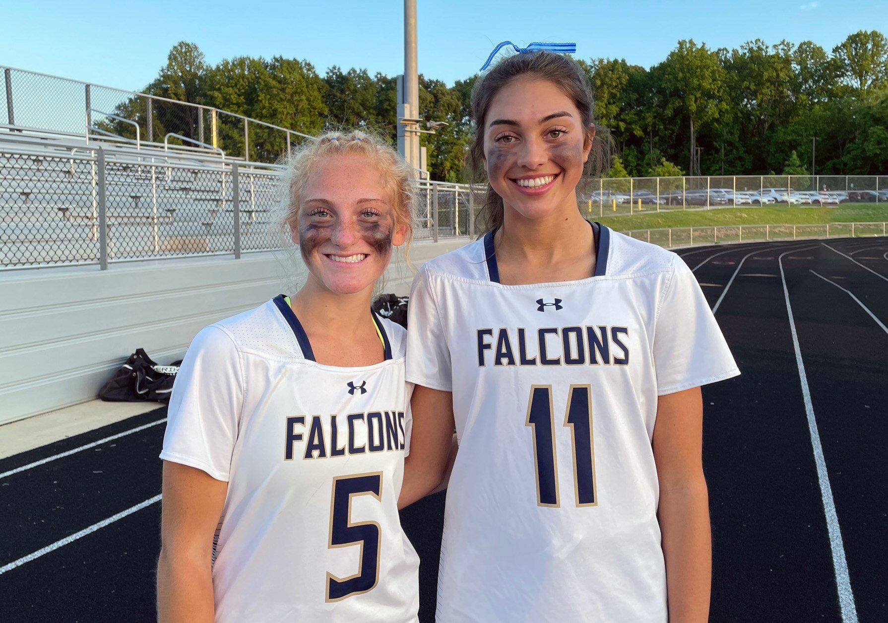 Charlotte Diez (5) scored four times, including the game winner in overtime and the tying goal in regulation, No. 9 Severna Park rallied from five goals down in the first half to slip past No. 12 Westminster in Friday night's Class 3A girls lacrosse state semifinal. Lilly Spilker (11) and her defensive teammates drove the comeback by clamping down after the Owls led by four at the half.