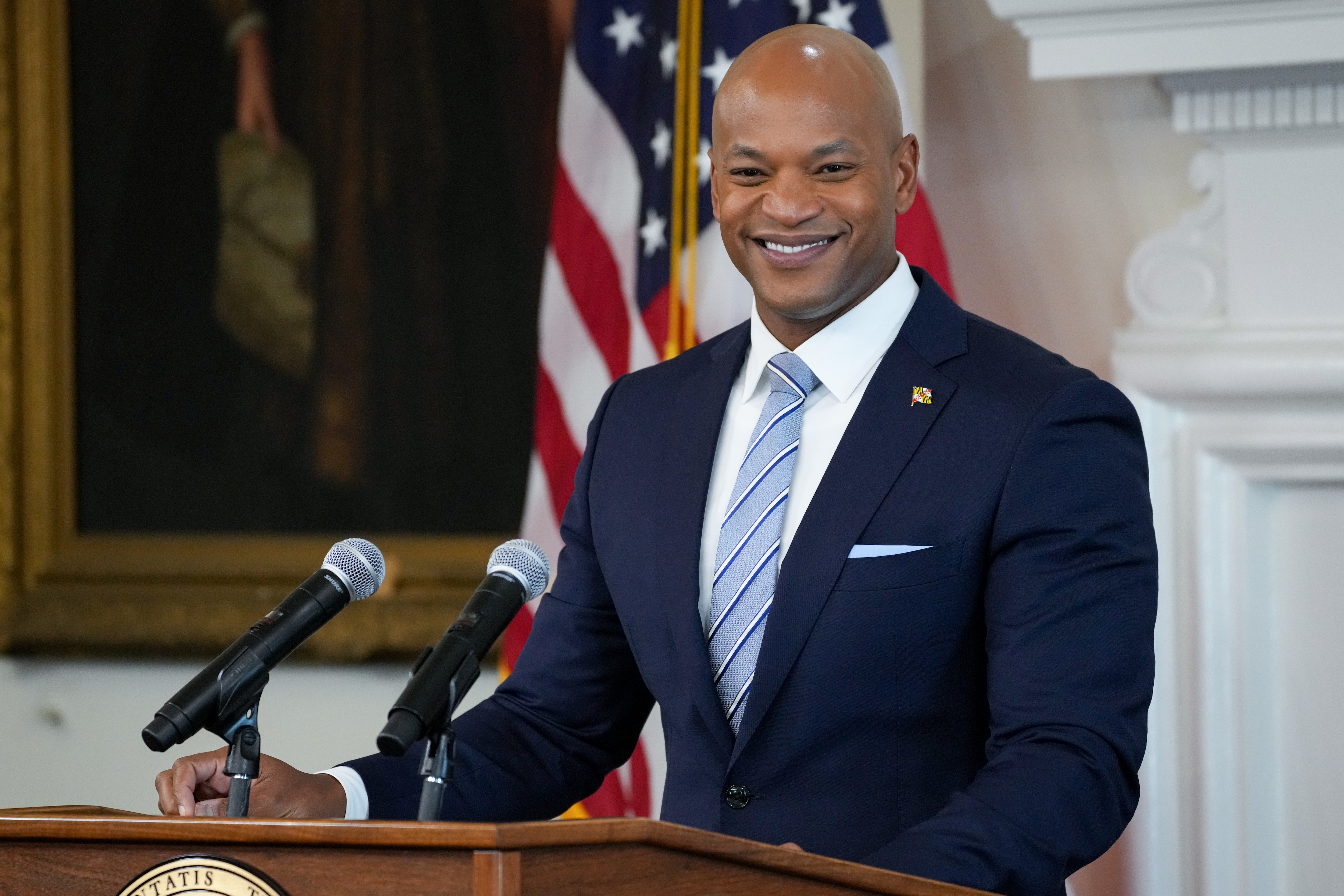 Gov. Wes Moore during a news conference at the Maryland State House in September.