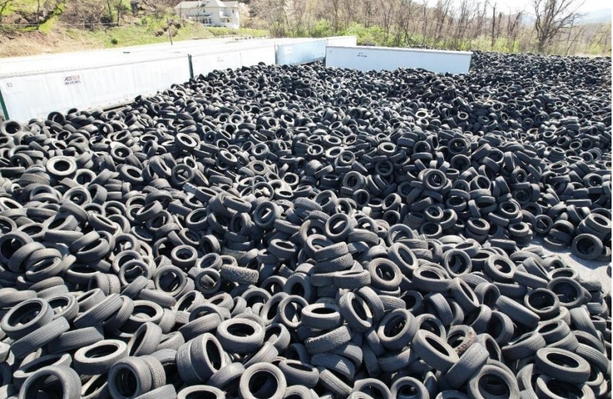 More than 250,000 tires were left abandoned at an industrial site in Allegany County, Maryland.