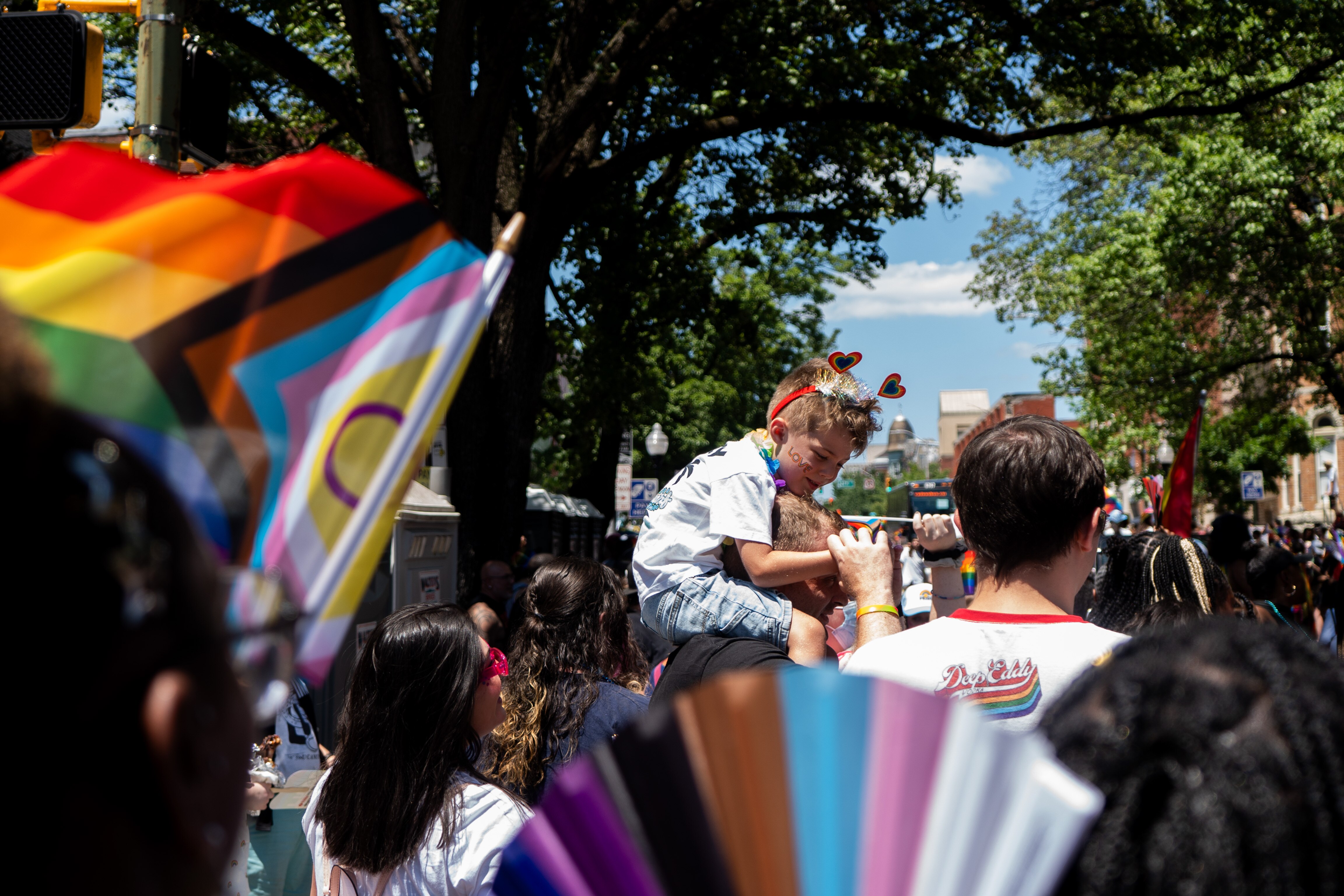 A young boy enjoys the parade at Baltimore Pride on June 15.