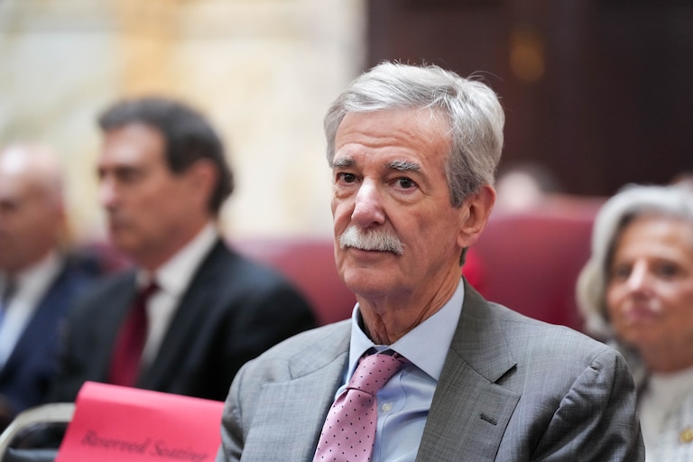 Former Maryland Attorney General Brian Frosh attends the first day of the General Assembly session in the Maryland State House in Annapolis, Md. on Wednesday, January 8, 2025.