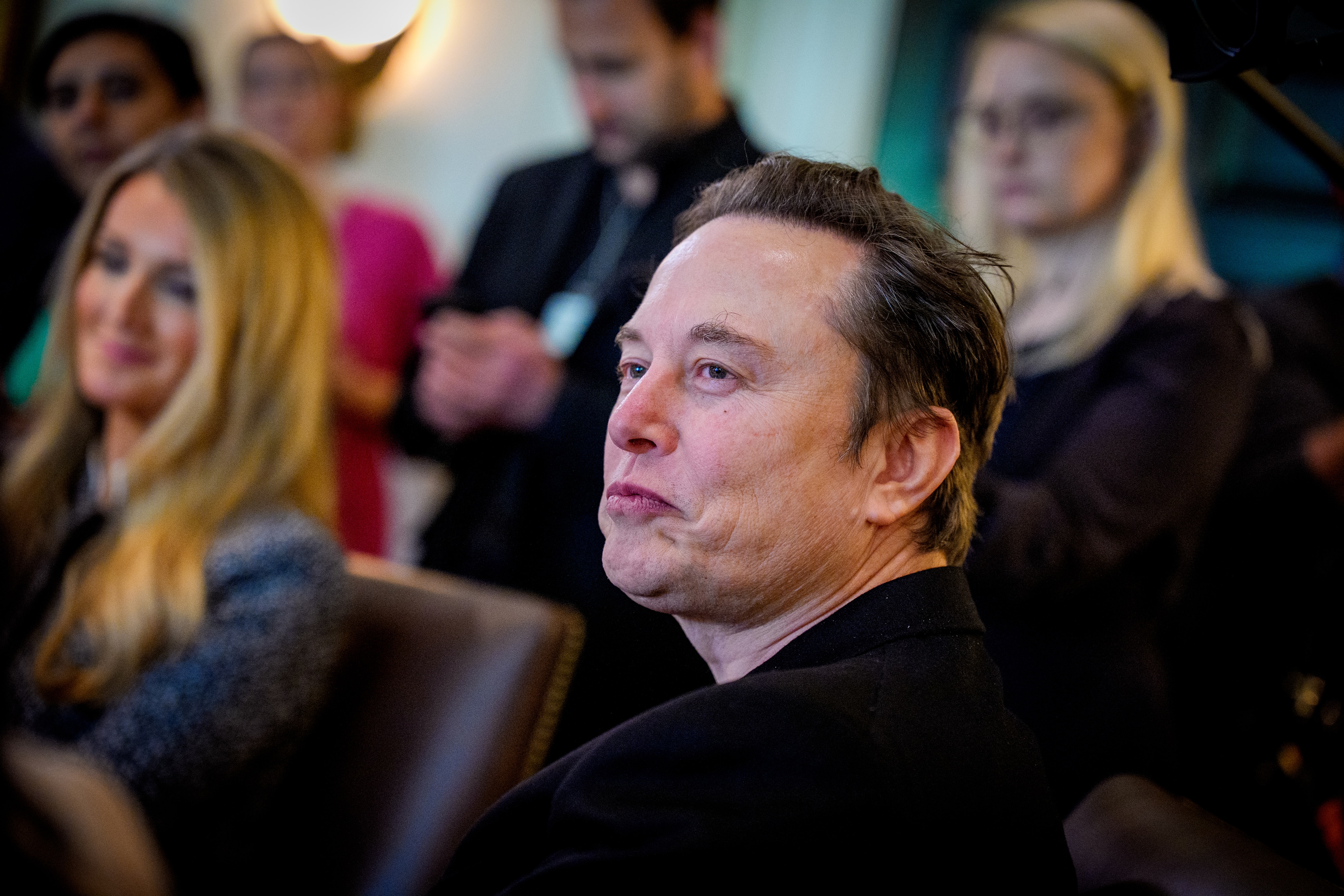 WASHINGTON, DC - APRIL 30: White House Senior Advisor, Tesla and SpaceX CEO Elon Musk attends a Cabinet meeting at the White House on April 30, 2025 in Washington, DC. Trump convened the meeting as reports released today say the U.S. economy contracted 0.3% in the first quarter of 2025, the first negative reading in three years, fueled by a massive surge in imports ahead of the administration's expected tariffs. (Photo by Andrew Harnik/Getty Images)