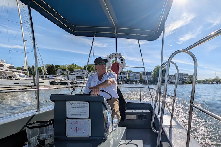 Pat Vaillant pilots a water taxi for Watermark Journey in Annapolis, a cruise and tour company.
