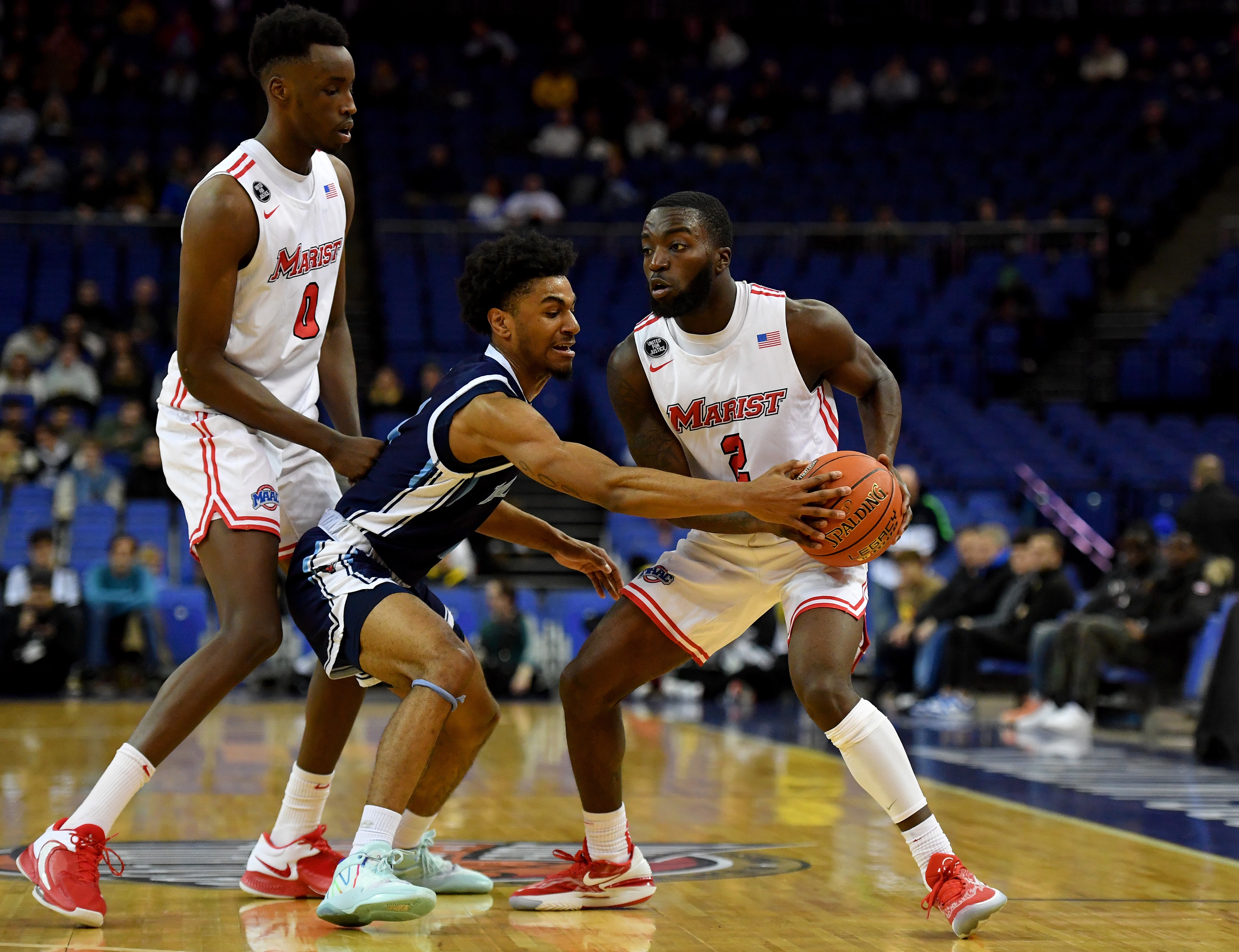 Noah Harris of Marist, right, scored 11 points in Saturday's victory over UMBC.