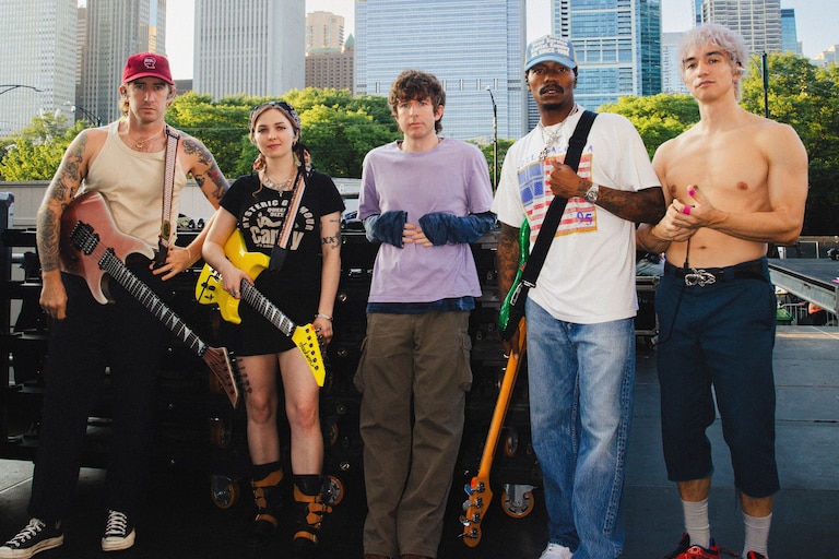 The Grammy-winning Baltimore band Turnstile, from left: Pat McCrory, Meg Mills, Brendan Yates, Franz Lyons and Daniel Fang.