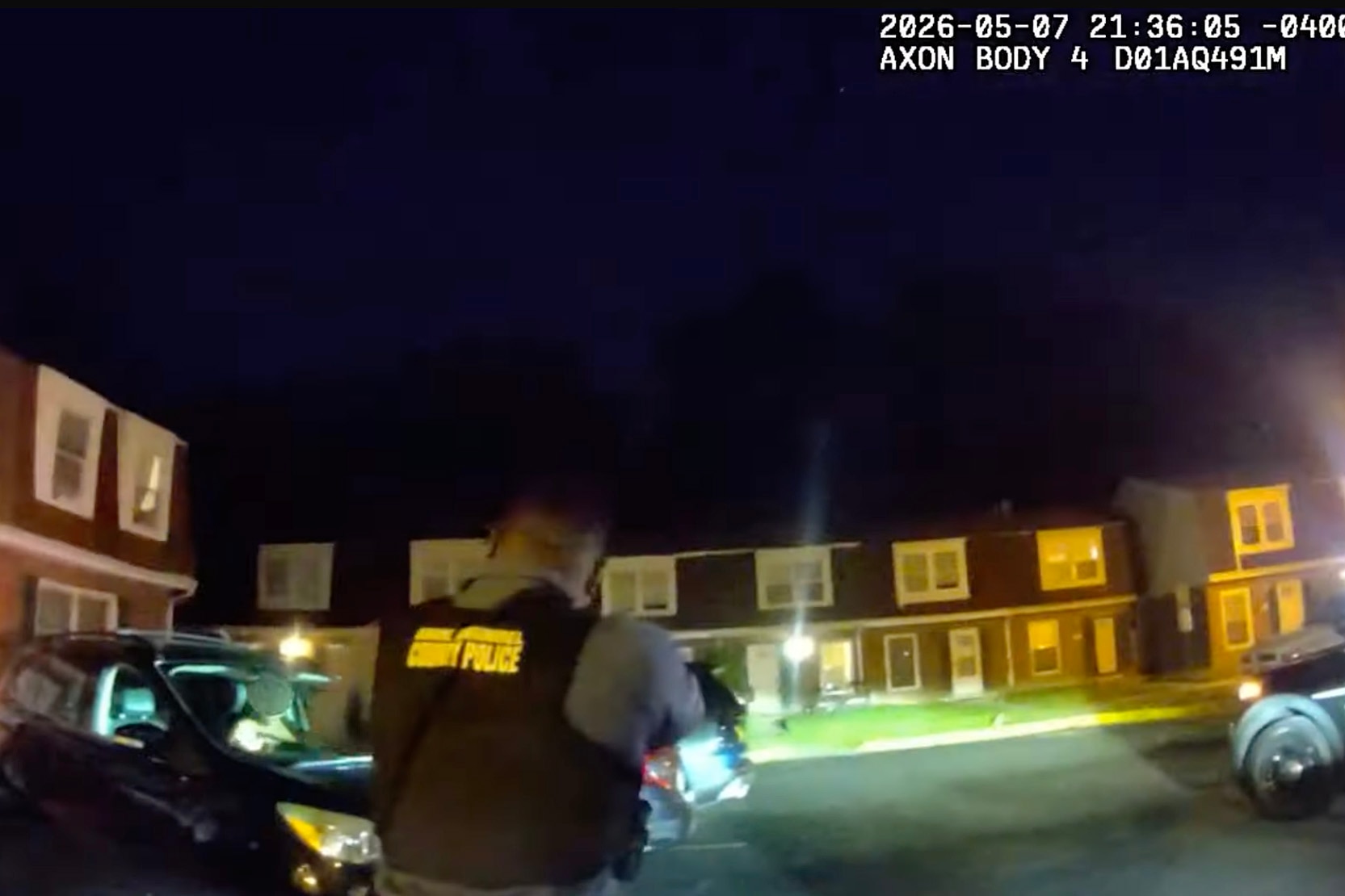 Body camera footage reveals a woman hit multiple cars and drove in the direction of police as she tried to flee officers before they shot at her, inflicting a non-fatal wound.