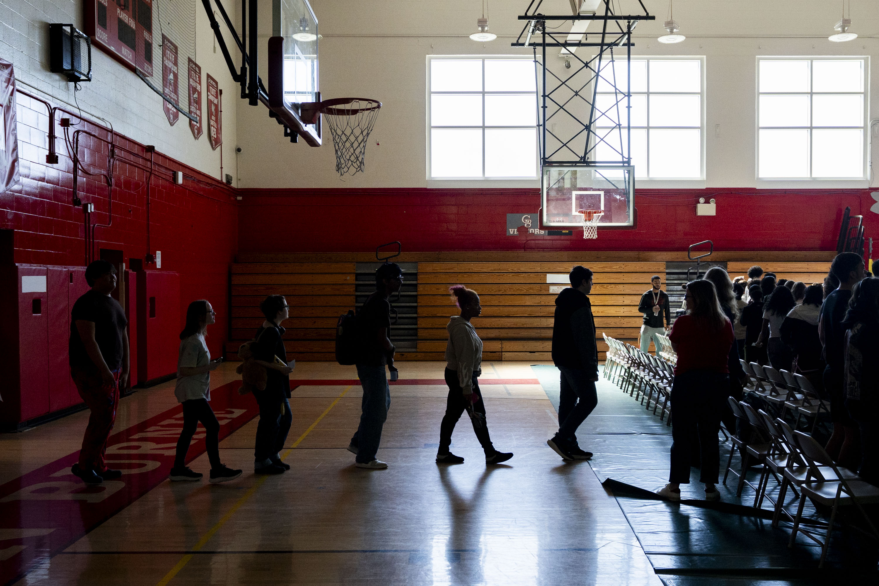 Glen Burnie High School students practice for their graduation in May. 