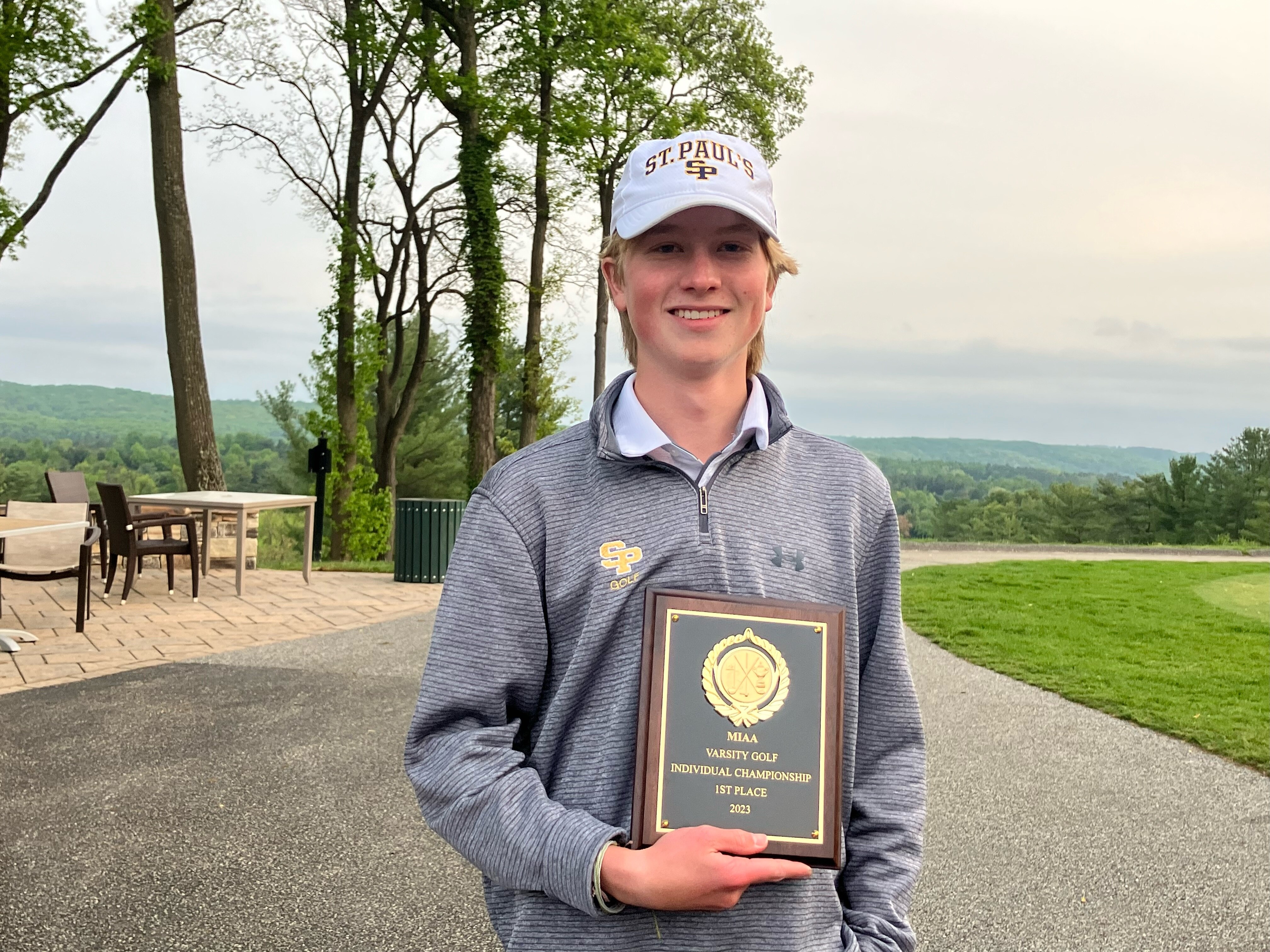 St. Paul’s sophomore Matthew Guy won the MIAA A Conference individual stroke-play championship on Thursday at Eagle’s Nest Country Club in Phoenix after firing a 71.