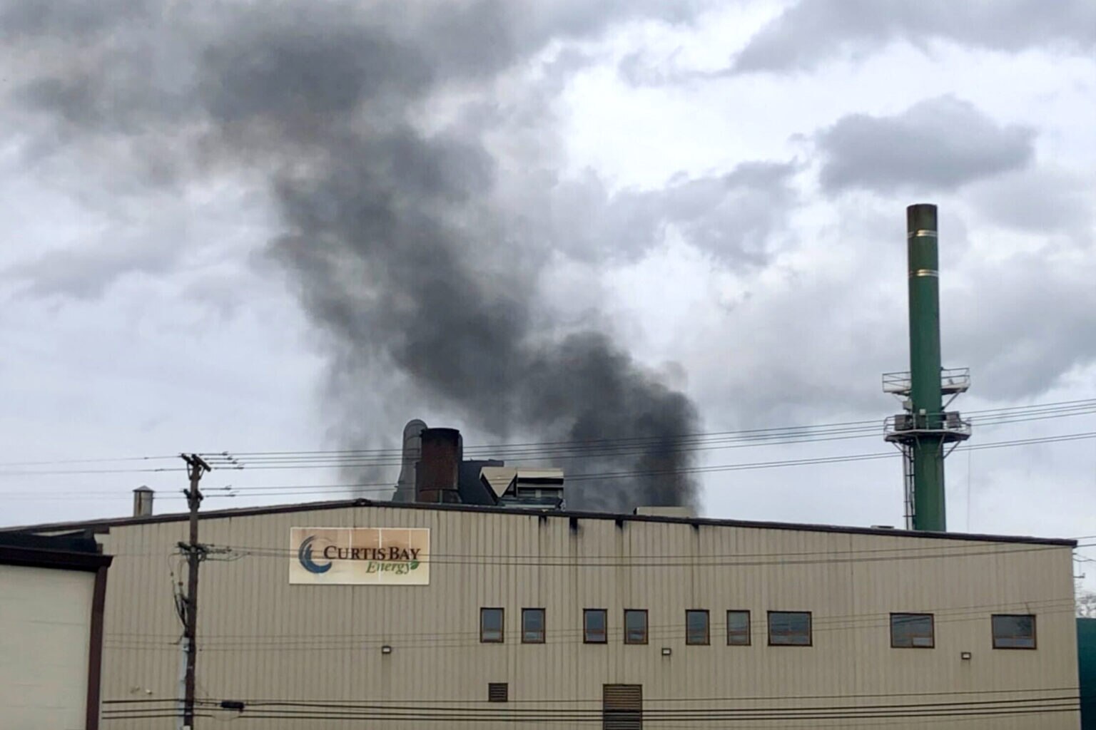 Activists recorded dark smoke emitting from the Curtis Bay medical waste incinerator on Jan. 26, 2024.