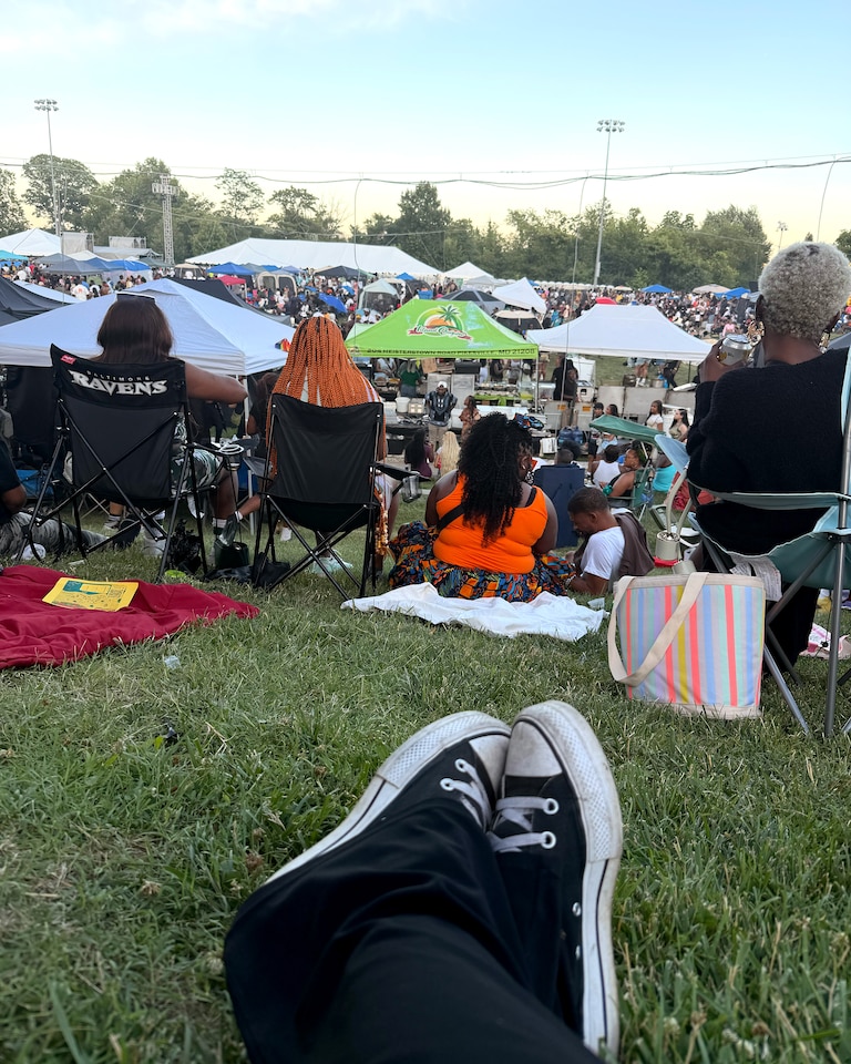 Banner reporter Jasmine Vaughn-Hall brought her family to AFRAM this year, posting this photo to her social media from a hillside on Saturday evening.