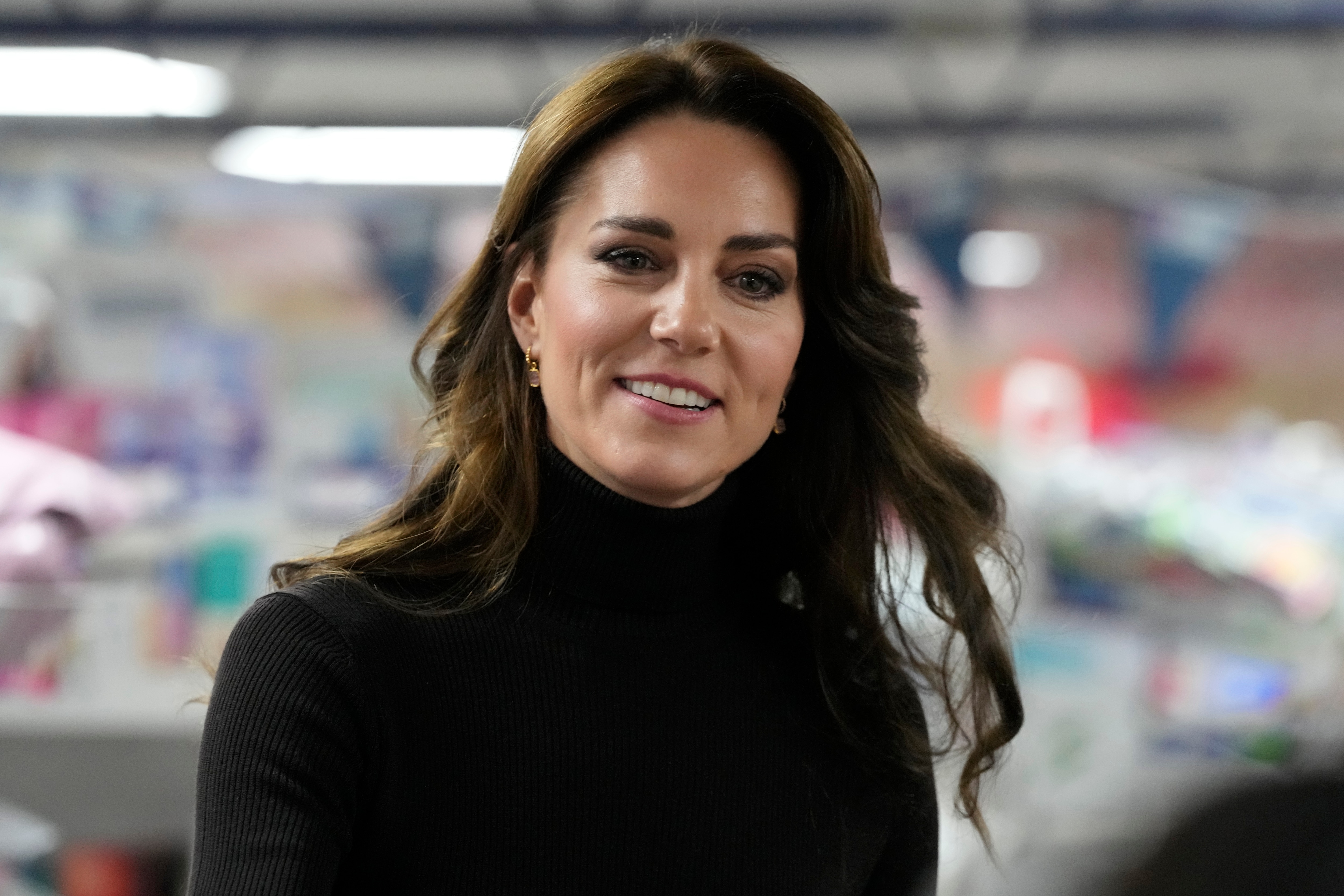Britain’s Kate, Princess of Wales smiles during her visit to Sebby’s Corner in north London in November 2023.