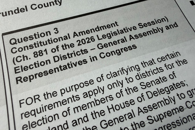 Question 3 on Maryland mail ballot.