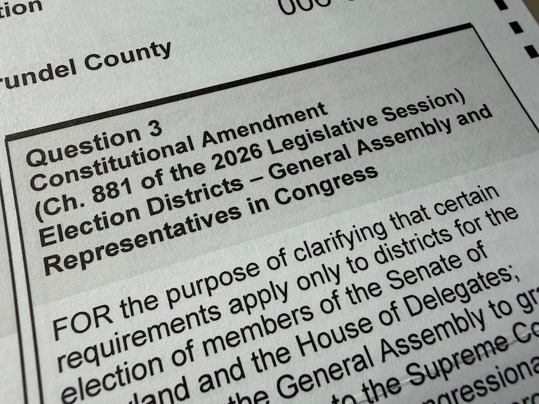 Question 3 on Maryland mail ballot.