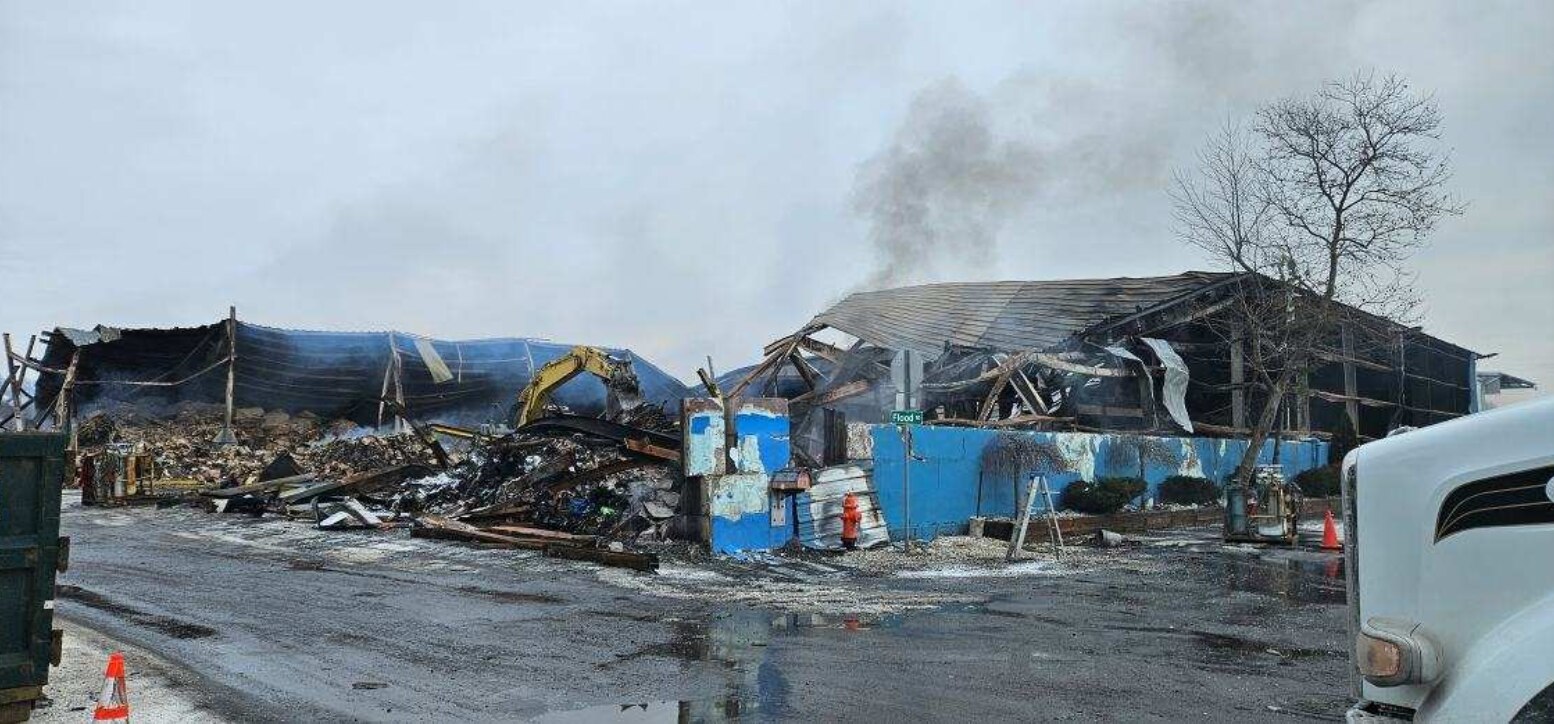 Firefighters began battling a three-alarm blaze at the Owl Metals Inc. facility in the 1900 block of Rettman Lane in Dundalk a little after 6 p.m. on Saturday.