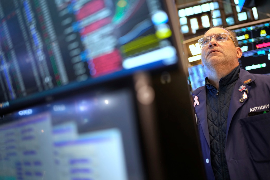 Anthony Matesic works on the floor at the New York Stock Exchange in New York, Wednesday, April 30, 2025.
