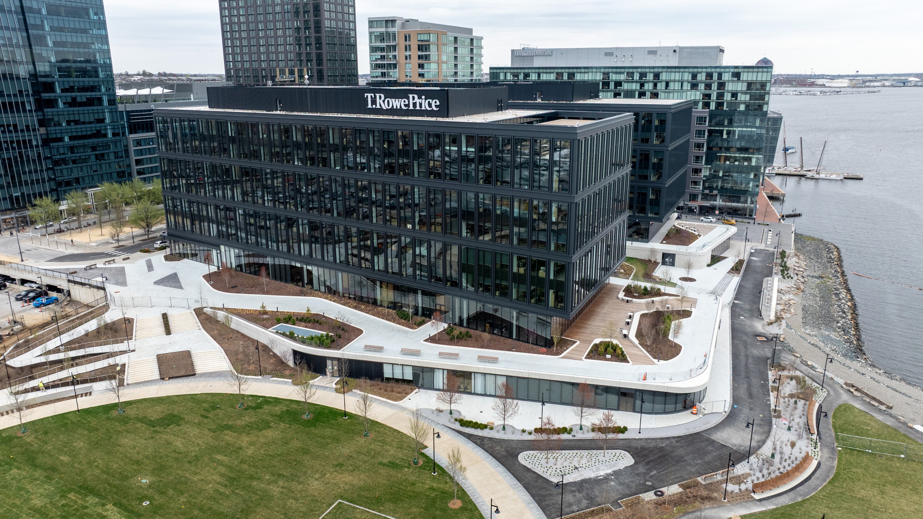 The new T. Rowe Price global headquarters building is on the Harbor Point waterfront.
