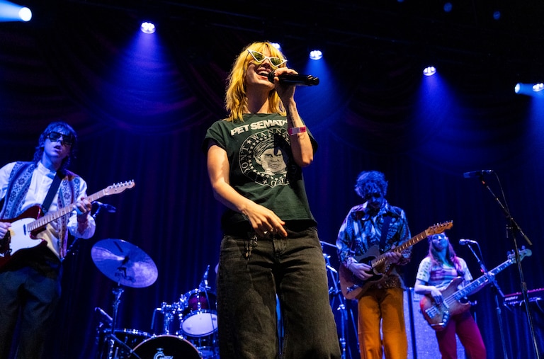 Hayley Williams performs during Remi Wolf's Insanely Fire 1970's Pool Party Superjam on Saturday, June 14, 2025, at Brooklyn Bowl in Nashville, Tenn.