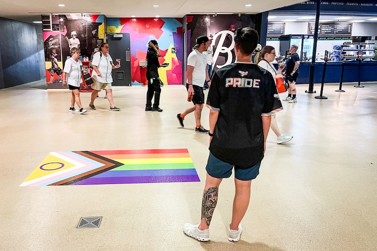 The Orioles handed out Pride-themed jerseys for the first 15,000 fans who arrived to Camden Yards as the Baltimore Orioles played the Texas Rangers at Orioles Park in Baltimore during Pride Night on Wednesday, June 25, 2025.