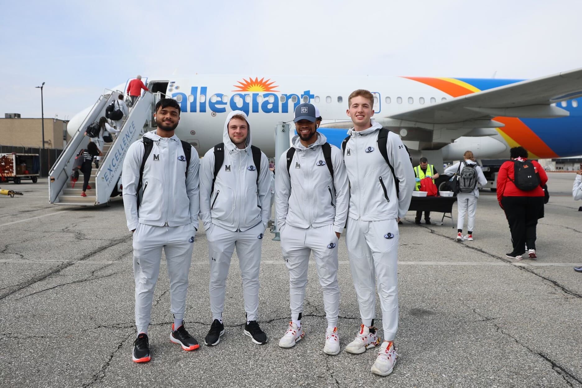 Louis Blakeman, far right, with other members of the Maryland women's basketball team's all-male scout team.